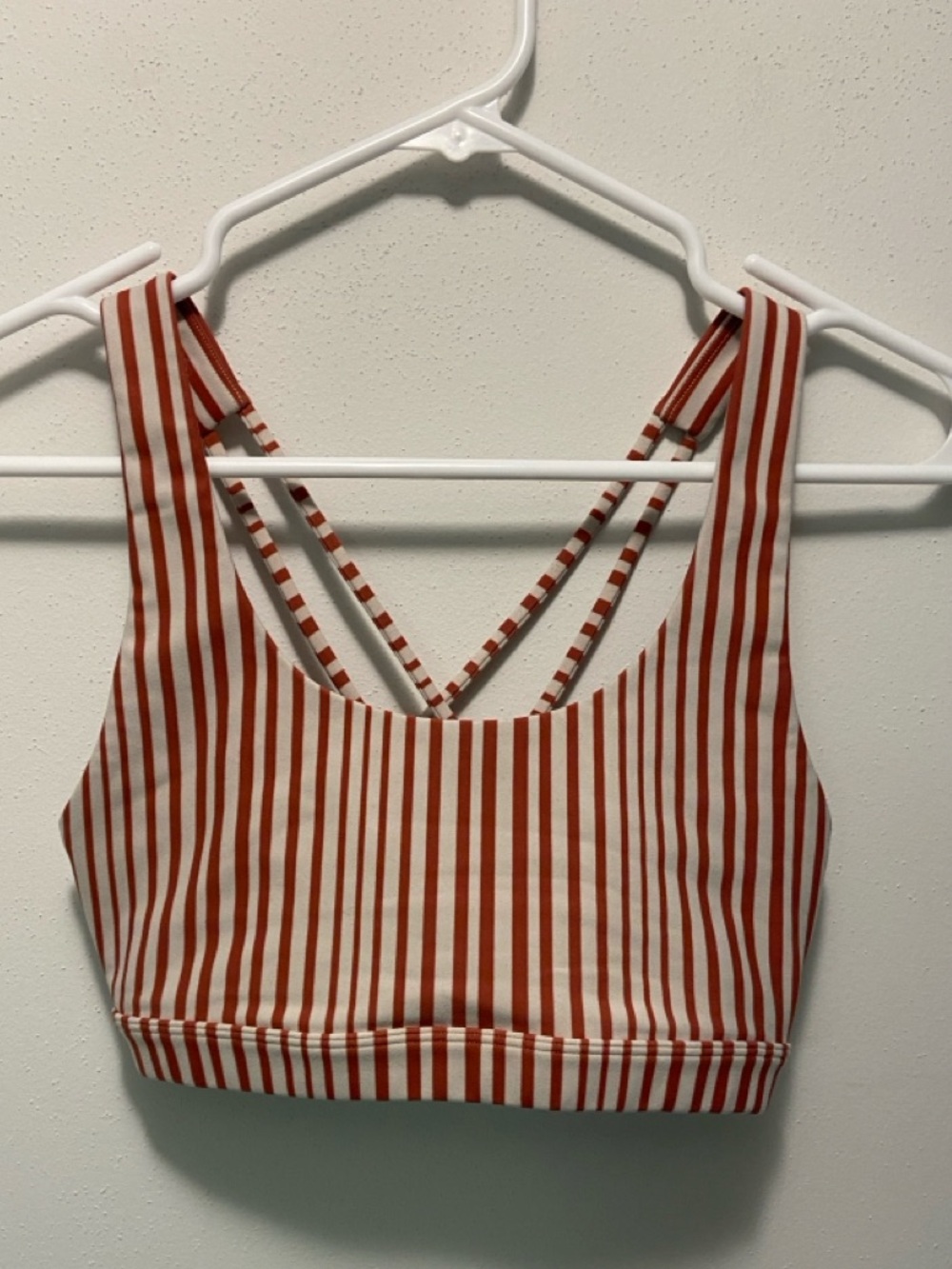 Spiritual Gangster Red and White Striped Sports Bra